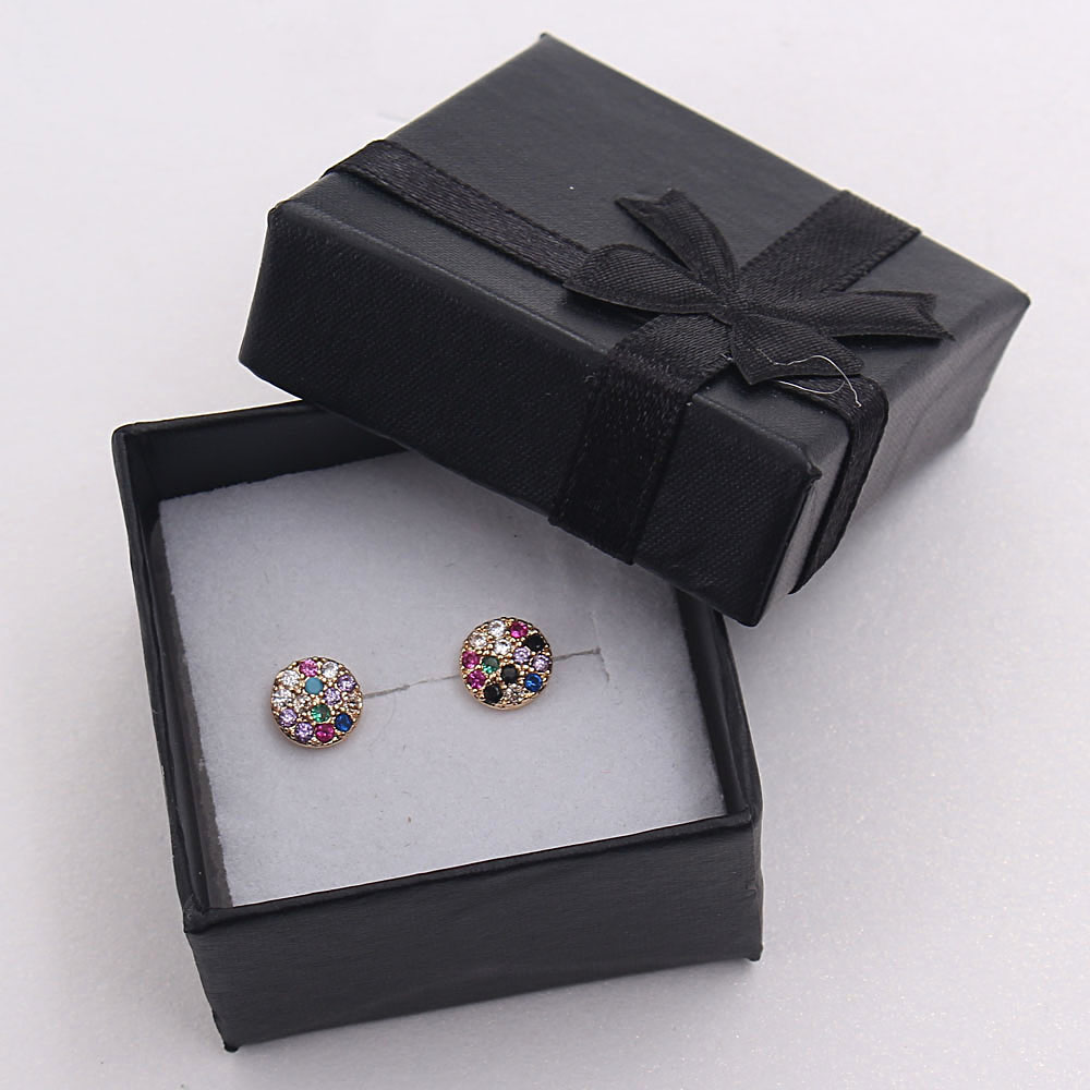 1 Pair Simple Style Round Plating Inlay Copper Zircon Gold Plated Ear Studs display picture 8