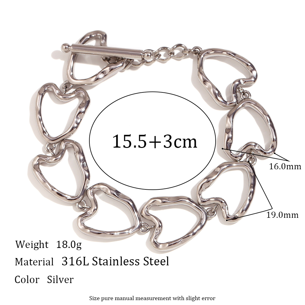 Einfacher Stil Klassischer Stil Herzform Rostfreier Stahl Überzug 18 Karat Vergoldet Armbänder Halskette display picture 2