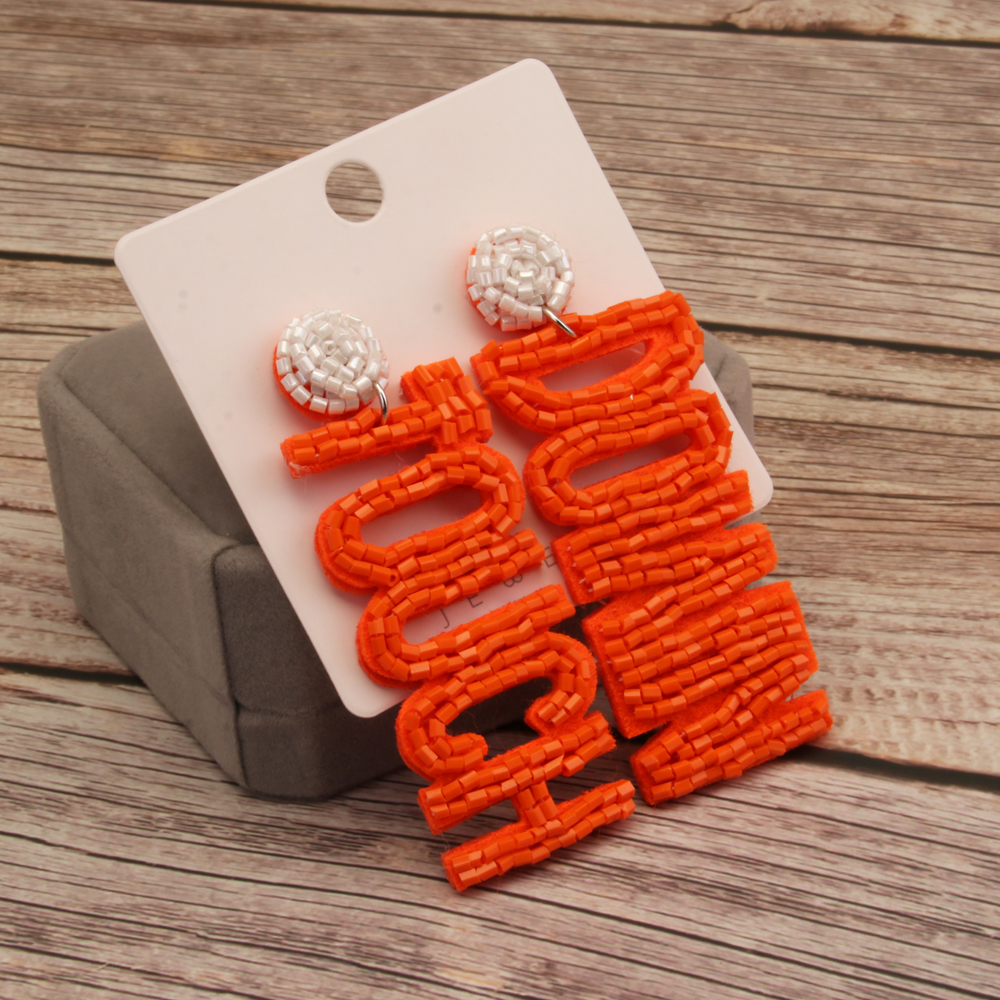1 Pair Exaggerated Simple Style Letter Handmade Beaded Cloth Drop Earrings display picture 6