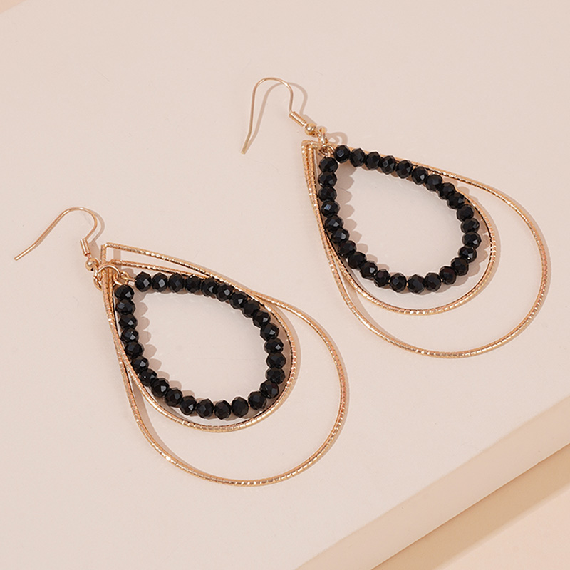 1 Pair Casual Glam Shiny Water Droplets Beaded Alloy Drop Earrings display picture 1