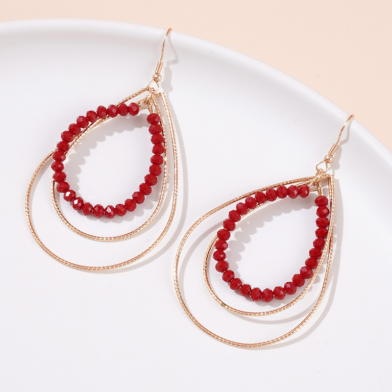 1 Pair Casual Glam Shiny Water Droplets Beaded Alloy Drop Earrings display picture 2