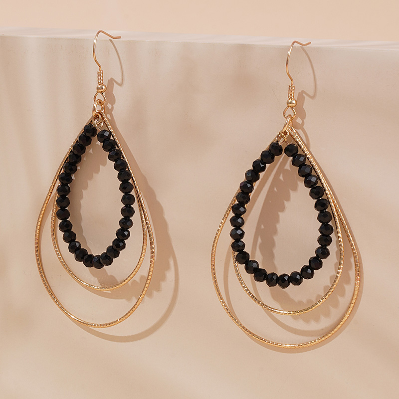 1 Pair Casual Glam Shiny Water Droplets Beaded Alloy Drop Earrings display picture 5