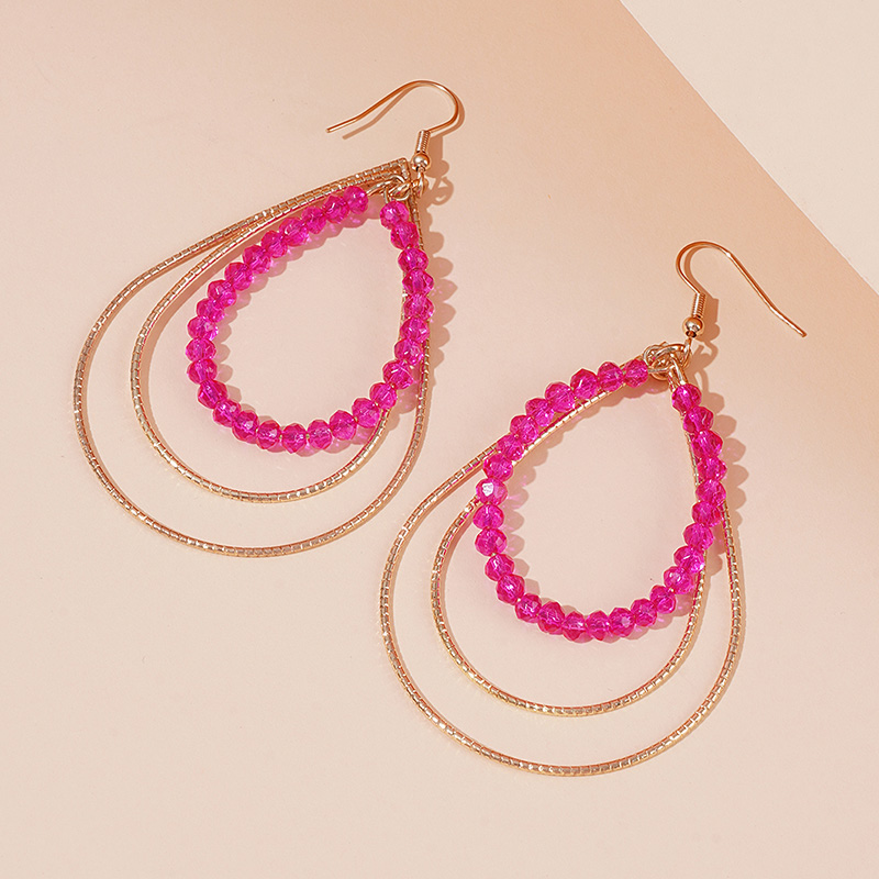 1 Pair Casual Glam Shiny Water Droplets Beaded Alloy Drop Earrings display picture 7