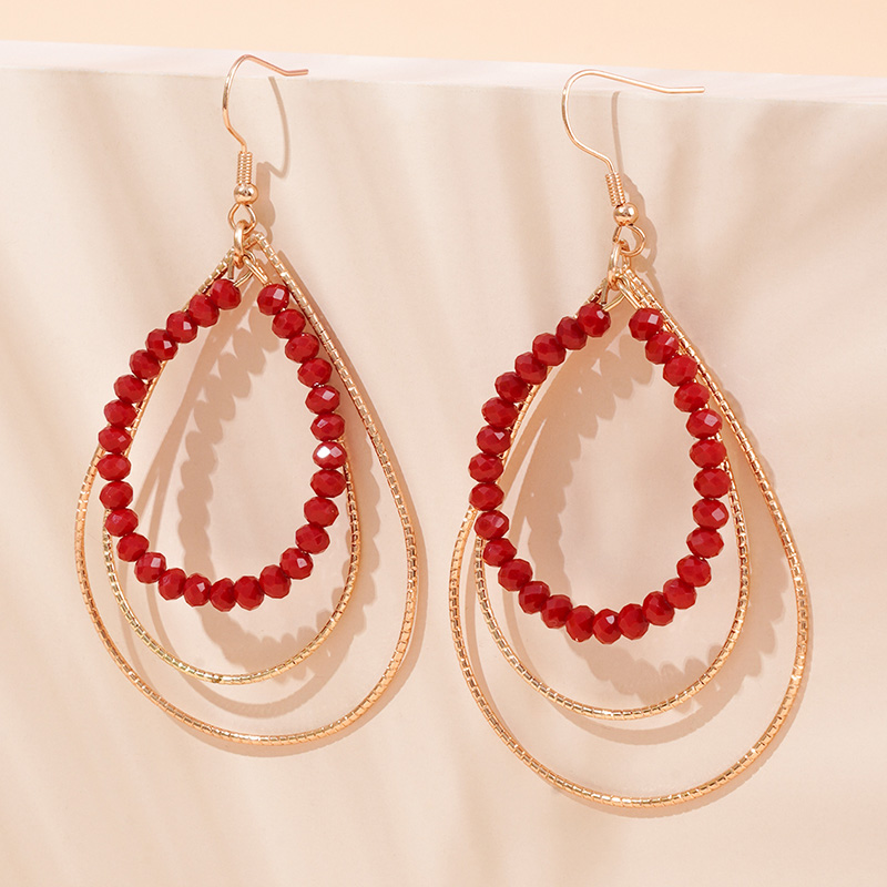 1 Pair Casual Glam Shiny Water Droplets Beaded Alloy Drop Earrings display picture 6