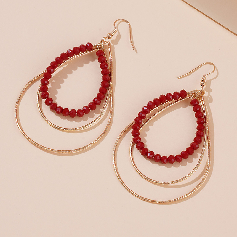 1 Pair Casual Glam Shiny Water Droplets Beaded Alloy Drop Earrings display picture 8