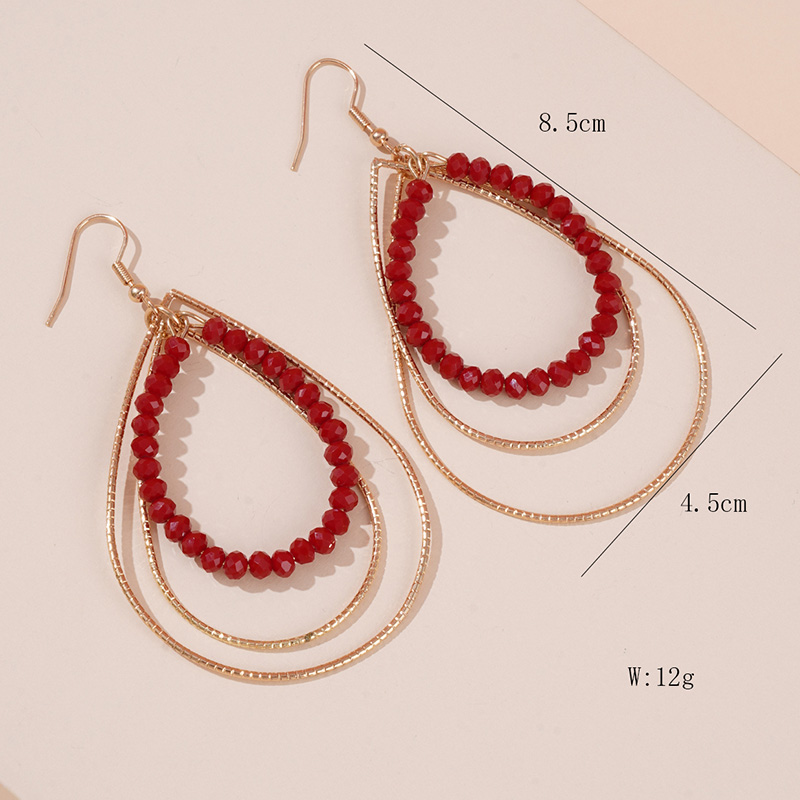 1 Pair Casual Glam Shiny Water Droplets Beaded Alloy Drop Earrings display picture 9