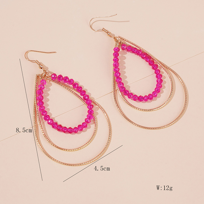 1 Pair Casual Glam Shiny Water Droplets Beaded Alloy Drop Earrings display picture 11