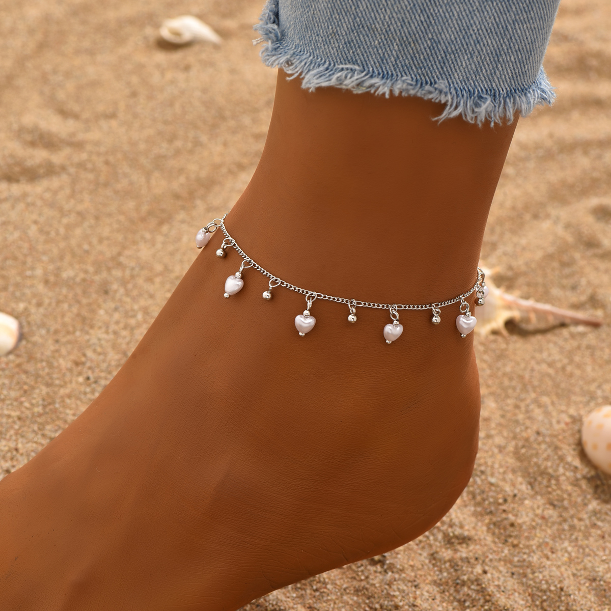 Casual Beach Pearl Plastic Copper Plating 18k Gold Plated White Gold Plated Women's Anklet display picture 9
