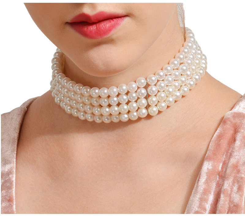Elegant French Style Classic Style Solid Color Artificial Pearl Alloy Beaded Plating Silver Plated Women's Choker display picture 1