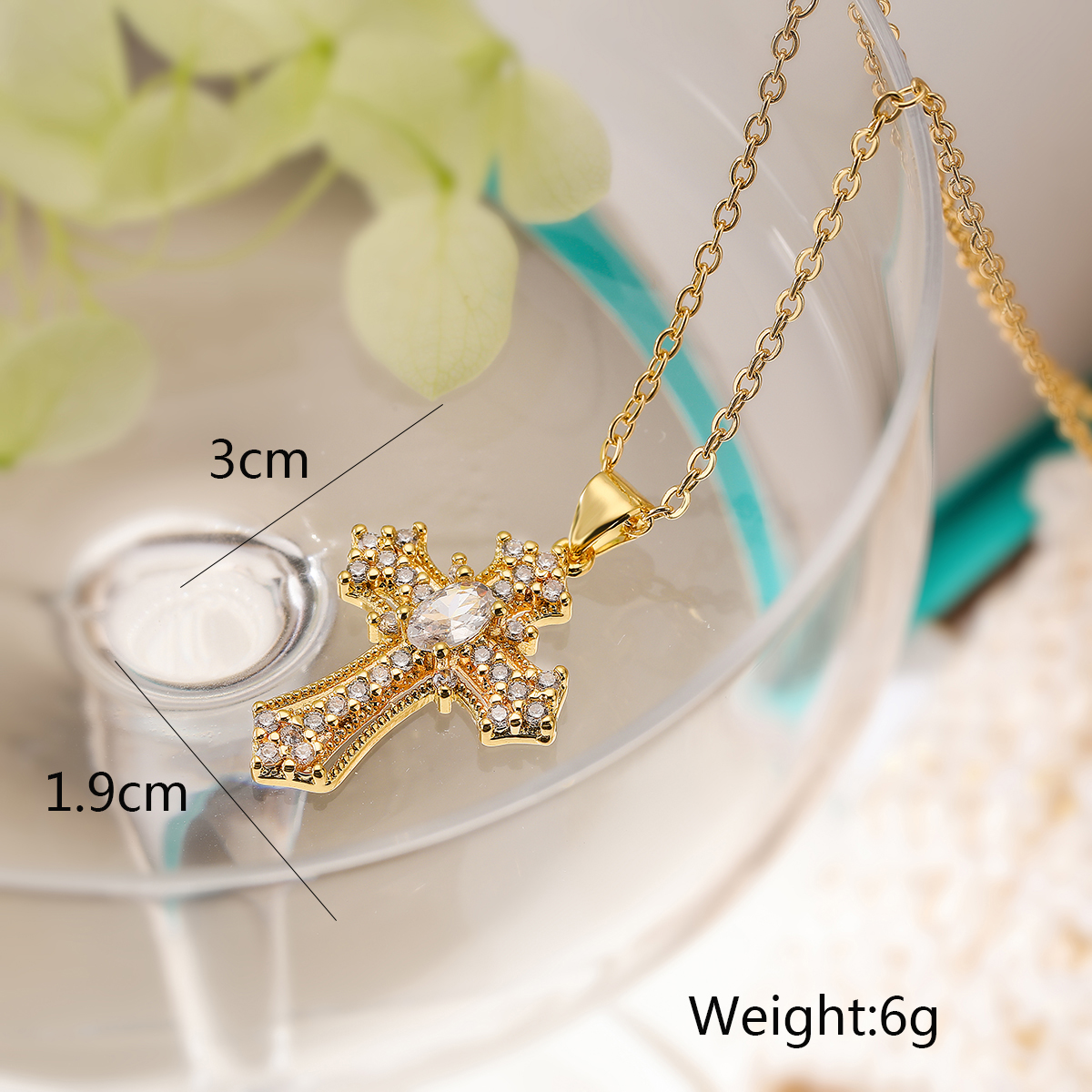 Retro Simple Style Cross Copper 18k Gold Plated Zircon Pendant Necklace In Bulk display picture 3