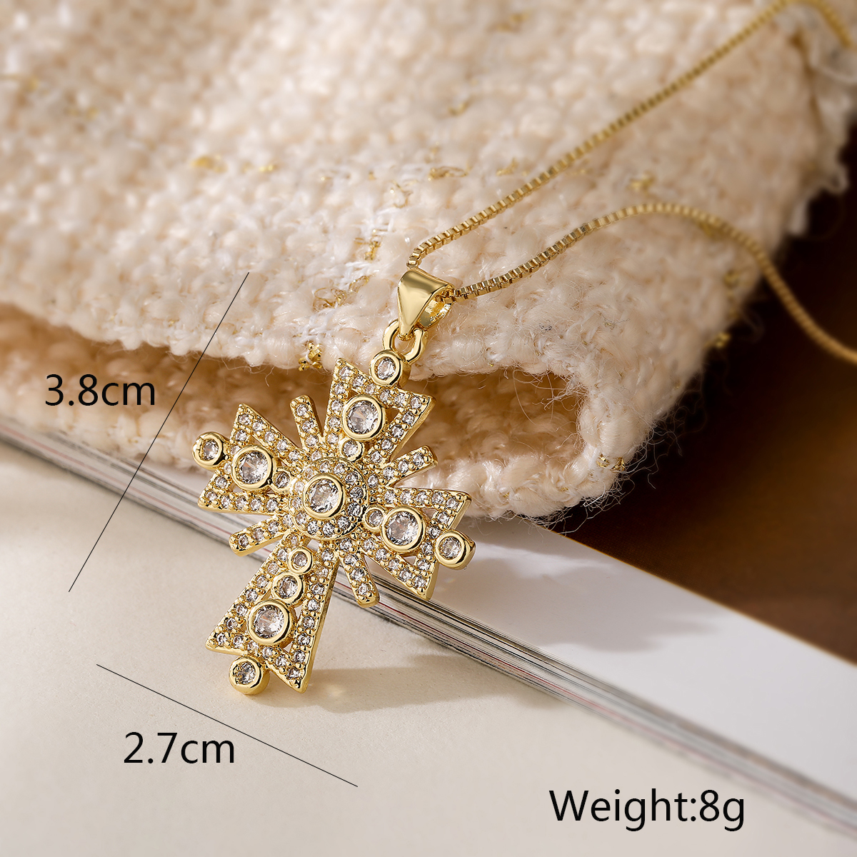 Retro Simple Style Cross Copper 18k Gold Plated Zircon Pendant Necklace In Bulk display picture 4