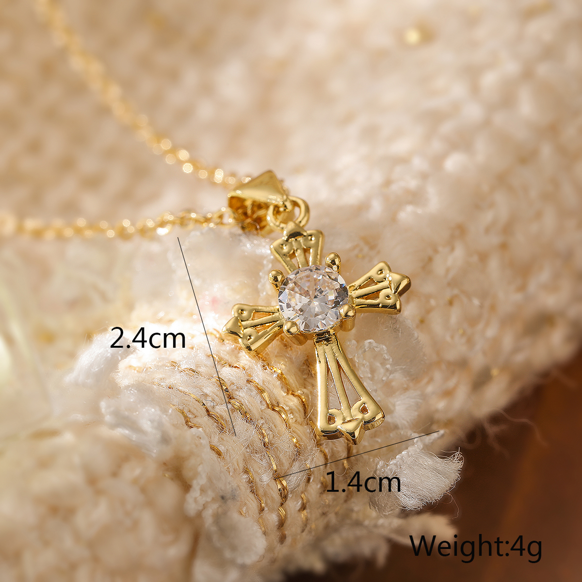 Retro Simple Style Cross Copper 18k Gold Plated Zircon Pendant Necklace In Bulk display picture 2