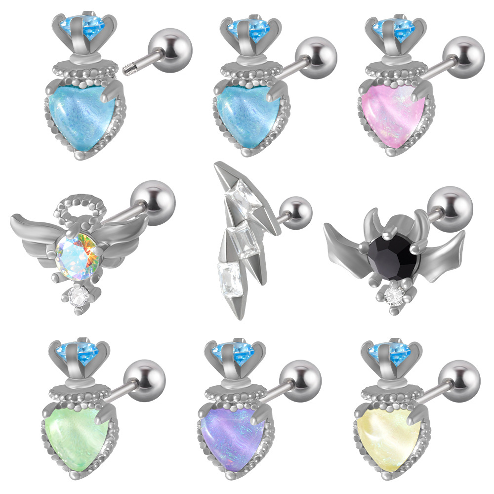 1 Piece Cute Sweet Heart Shape Rhombus Plating Inlay Stainless Steel Artificial Gemstones Ear Studs display picture 1
