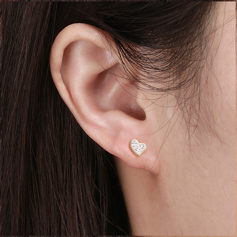 1 Pair Casual Elegant Heart Shape Plating Inlay Sterling Silver Zircon 14k Gold Plated Ear Studs display picture 7