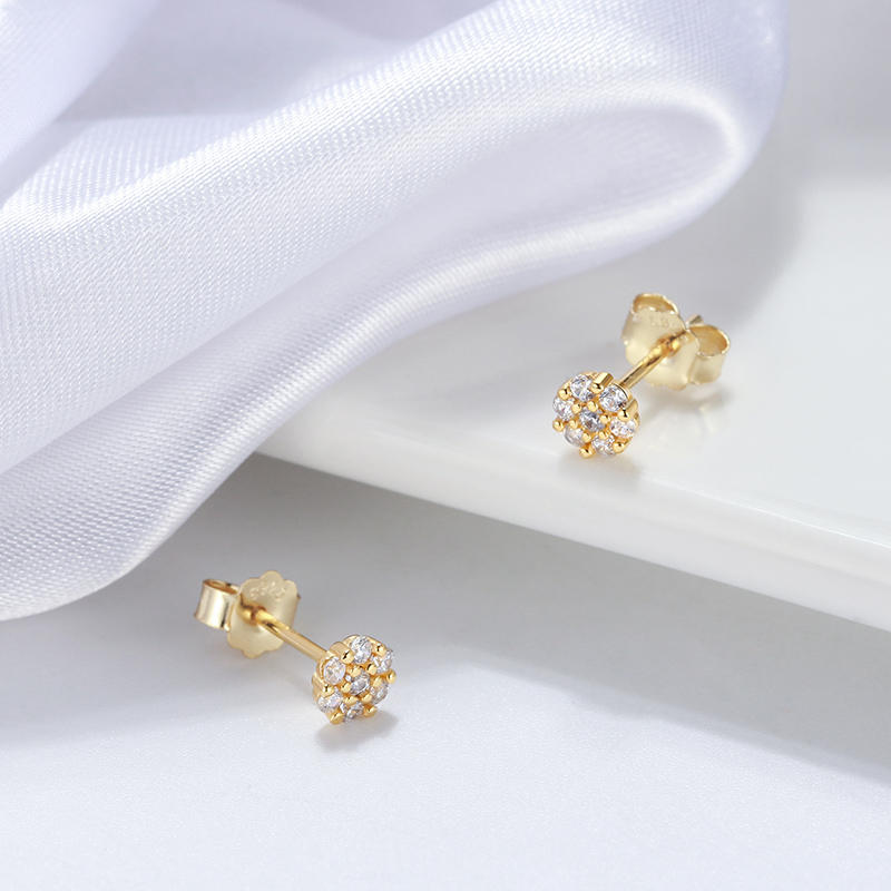 1 Pair Casual Cute Flower Plating Inlay Sterling Silver Zircon 14k Gold Plated Ear Studs display picture 7