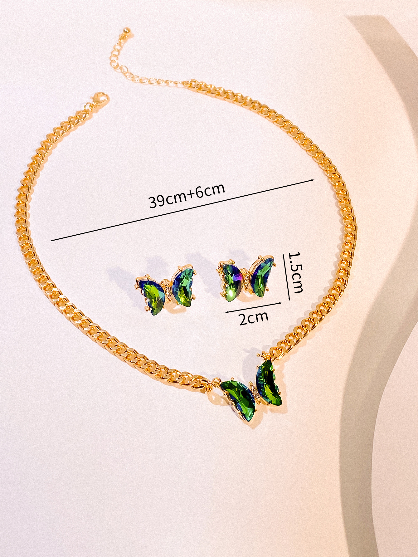 Lady Butterfly Alloy Inlay Artificial Gemstones Women's Earrings Necklace display picture 1