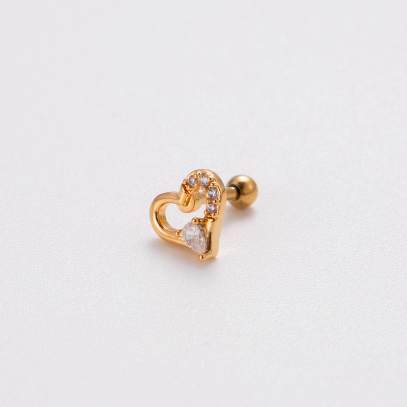 1 Piece Ear Cartilage Rings & Studs Korean Style Heart Shape Butterfly Copper Plating Inlay Zircon display picture 3