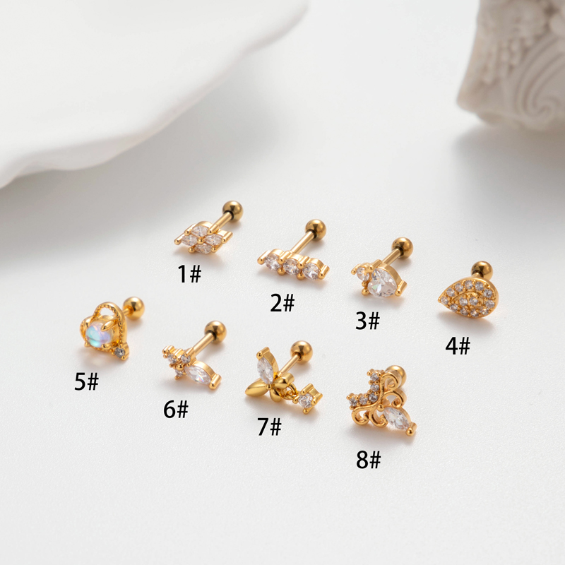 1 Pièce Boucles D'Oreilles Cartilage Style IG Style Coréen Forme De Cœur Le Cuivre Placage Incruster Zircon display picture 9