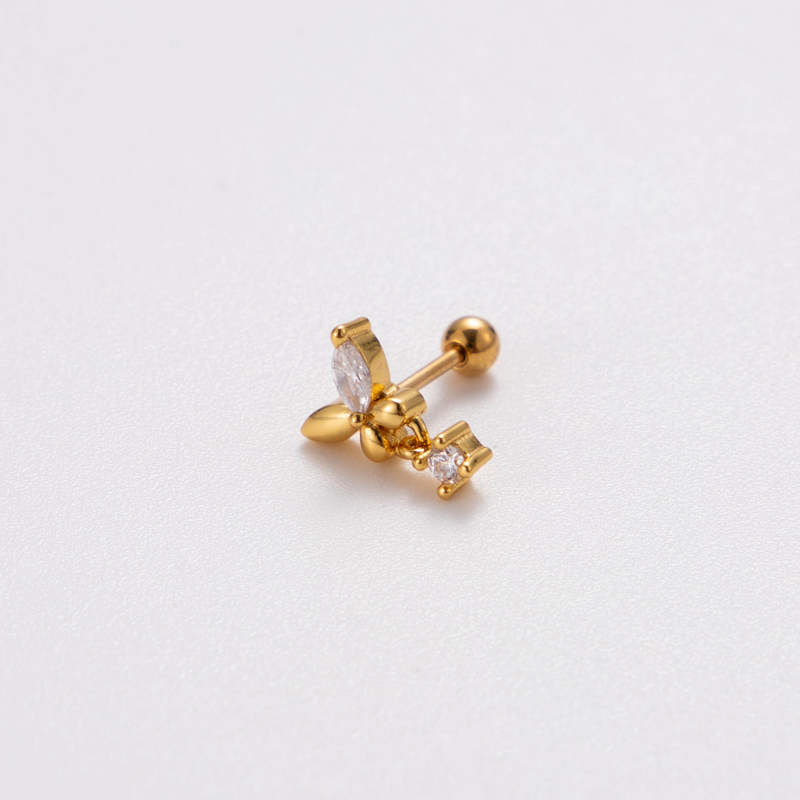 1 Piece Ear Cartilage Rings & Studs IG Style Korean Style Heart Shape Copper Plating Inlay Zircon display picture 8
