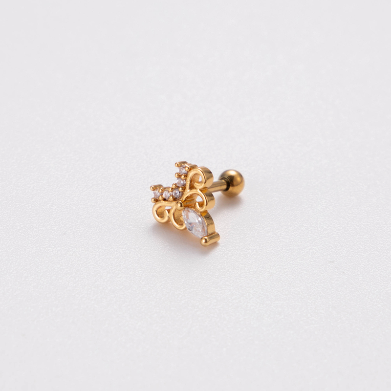 1 Piece Ear Cartilage Rings & Studs IG Style Korean Style Heart Shape Copper Plating Inlay Zircon display picture 7