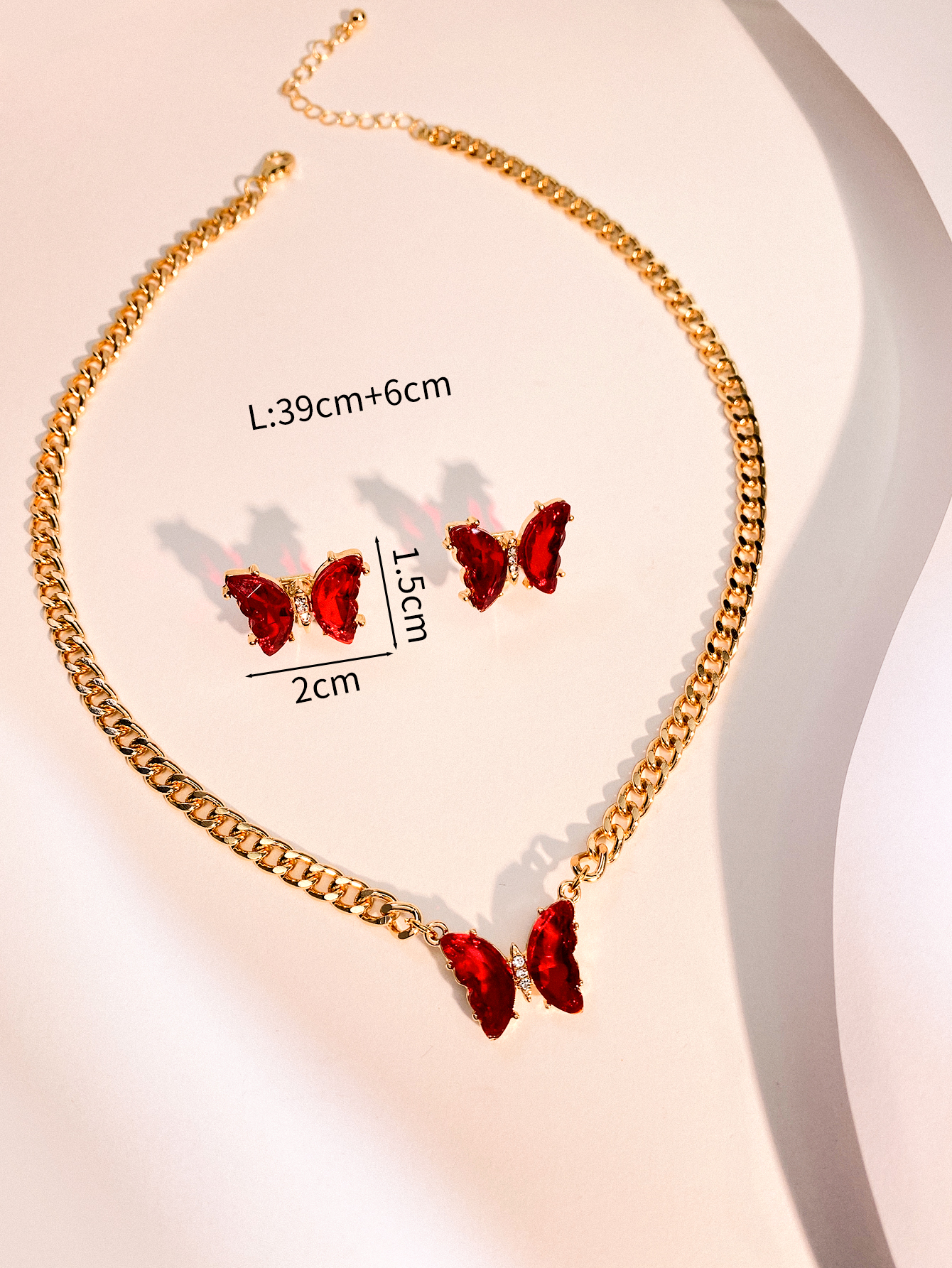 Lady Butterfly Alloy Inlay Artificial Gemstones Women's Earrings Necklace display picture 11