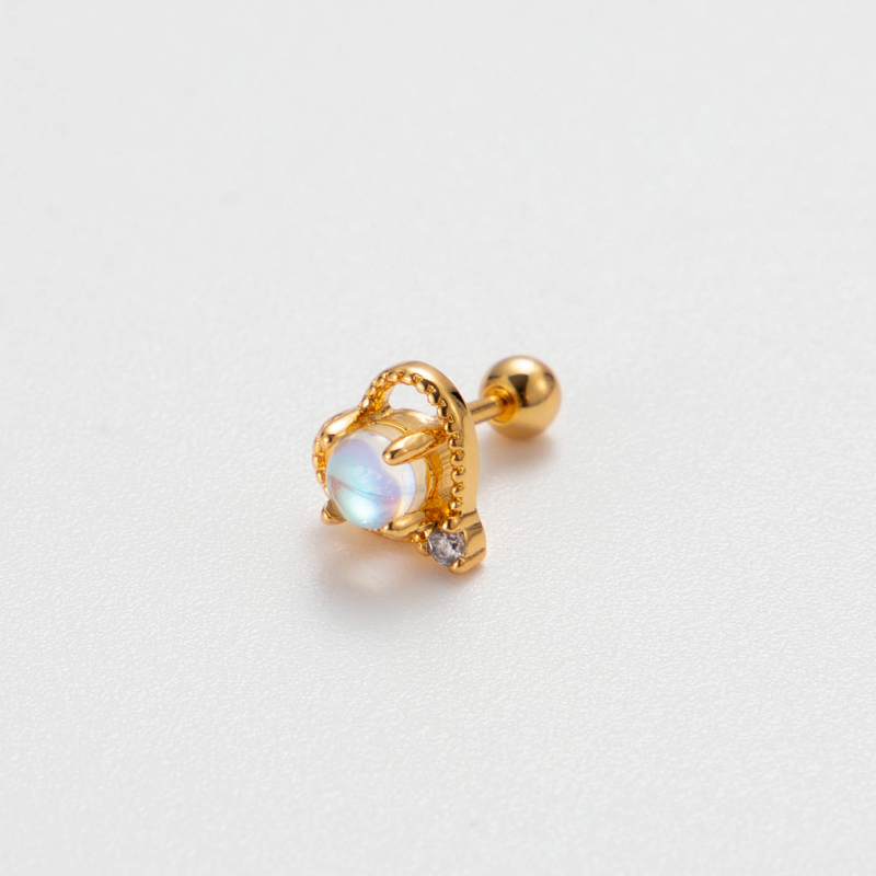 1 Piece Ear Cartilage Rings & Studs IG Style Korean Style Heart Shape Copper Plating Inlay Zircon display picture 12