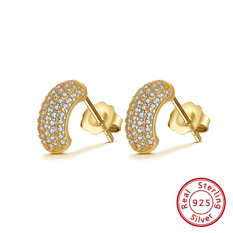 1 Pair Elegant Solid Color Plating Inlay Sterling Silver Zircon 14k Gold Plated Ear Studs display picture 1