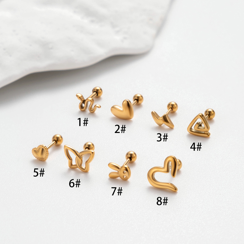 1 Piece Ear Cartilage Rings & Studs Retro Punk Korean Style Heart Shape Butterfly 316 Stainless Steel  Plating display picture 7