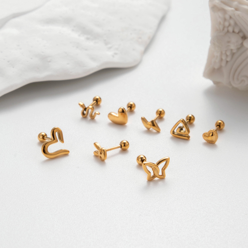 1 Piece Ear Cartilage Rings & Studs Retro Punk Korean Style Heart Shape Butterfly 316 Stainless Steel  Plating display picture 11