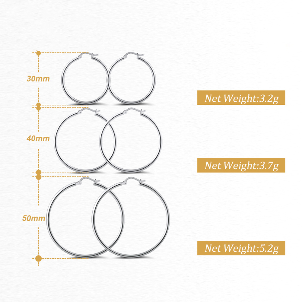 1 Pair Modern Style Classic Style Circle Plating Sterling Silver White Gold Plated Rhodium Plated Silver Plated Hoop Earrings display picture 1