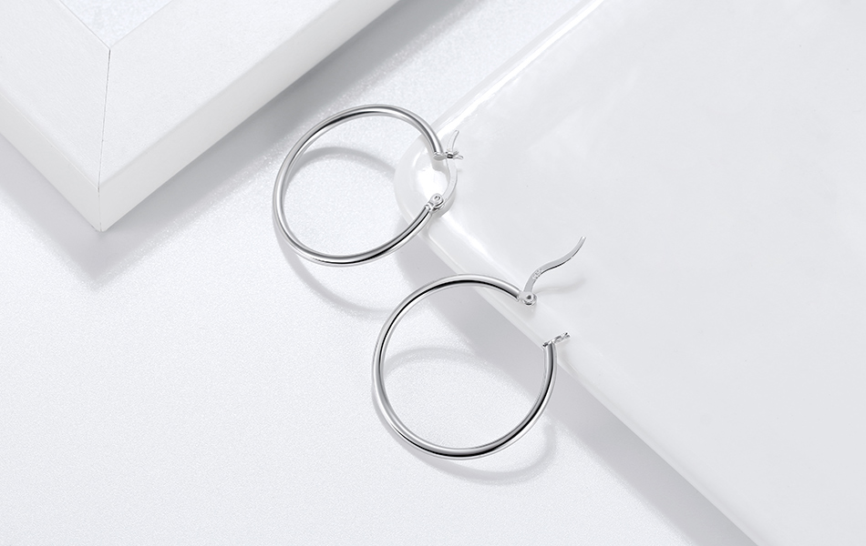 1 Pair Modern Style Classic Style Circle Plating Sterling Silver White Gold Plated Rhodium Plated Silver Plated Hoop Earrings display picture 5