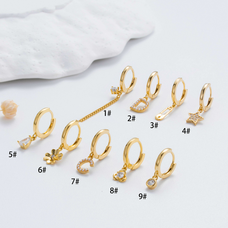 1 Piece Simple Style Star Tassel Flower Inlay Copper Zircon Earrings display picture 2