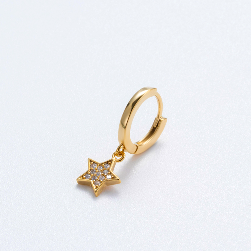1 Piece Simple Style Star Tassel Flower Inlay Copper Zircon Earrings display picture 6