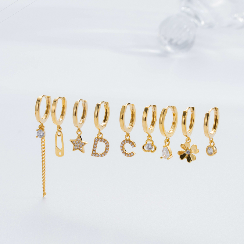 1 Piece Simple Style Star Tassel Flower Inlay Copper Zircon Earrings display picture 5