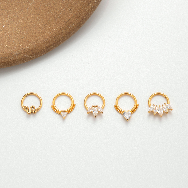 1 Piece Nose Rings & Studs Punk Solid Color 316 Stainless Steel  Copper Plating Inlay Zircon display picture 10