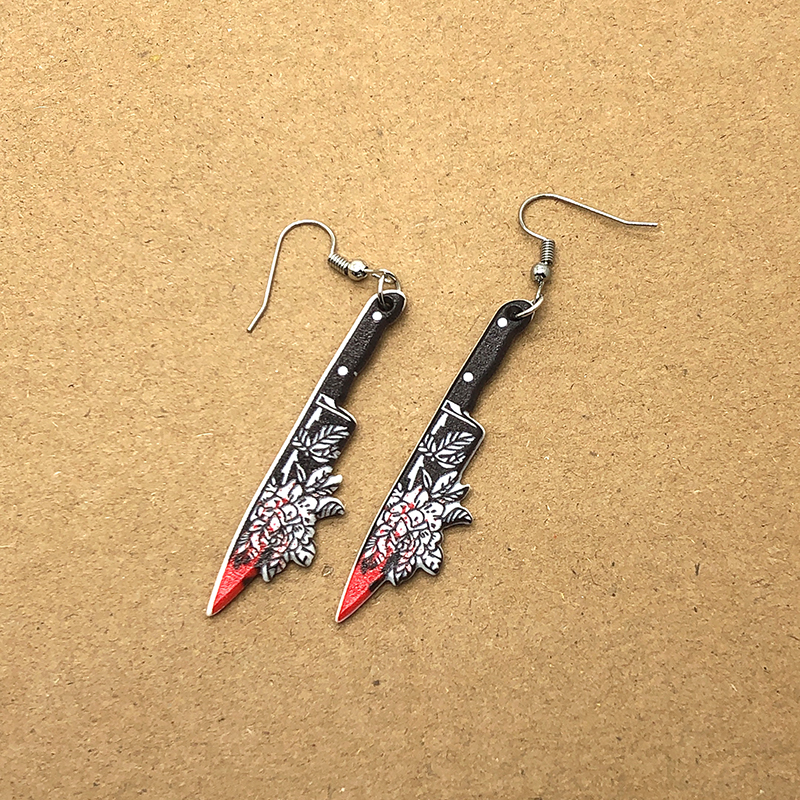 1 Pair Exaggerated Funny Blade Arylic Drop Earrings display picture 4