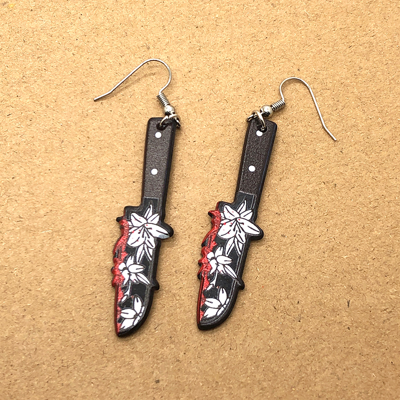1 Pair Exaggerated Funny Blade Arylic Drop Earrings display picture 5