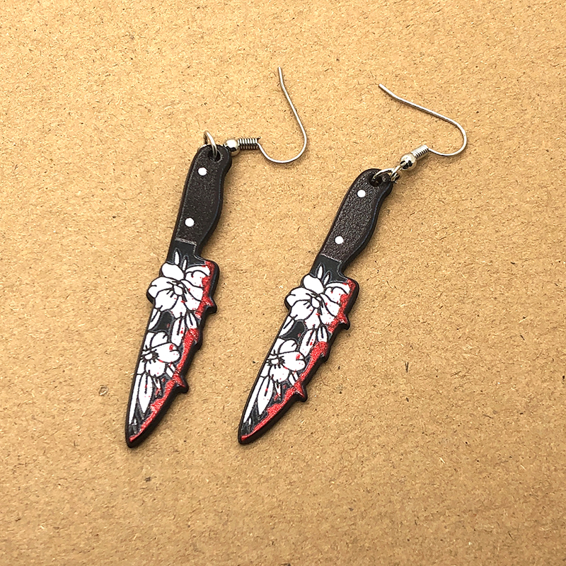 1 Pair Exaggerated Funny Blade Arylic Drop Earrings display picture 7