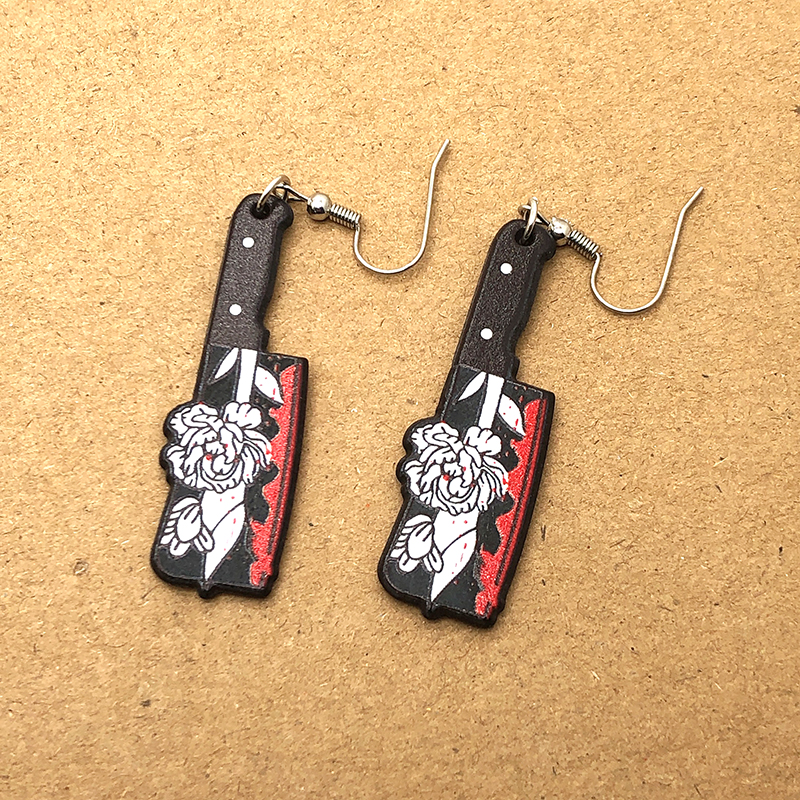 1 Pair Exaggerated Funny Blade Arylic Drop Earrings display picture 10