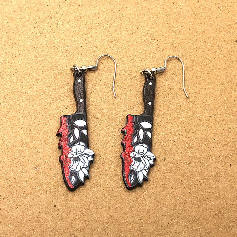 1 Pair Exaggerated Funny Blade Arylic Drop Earrings display picture 11