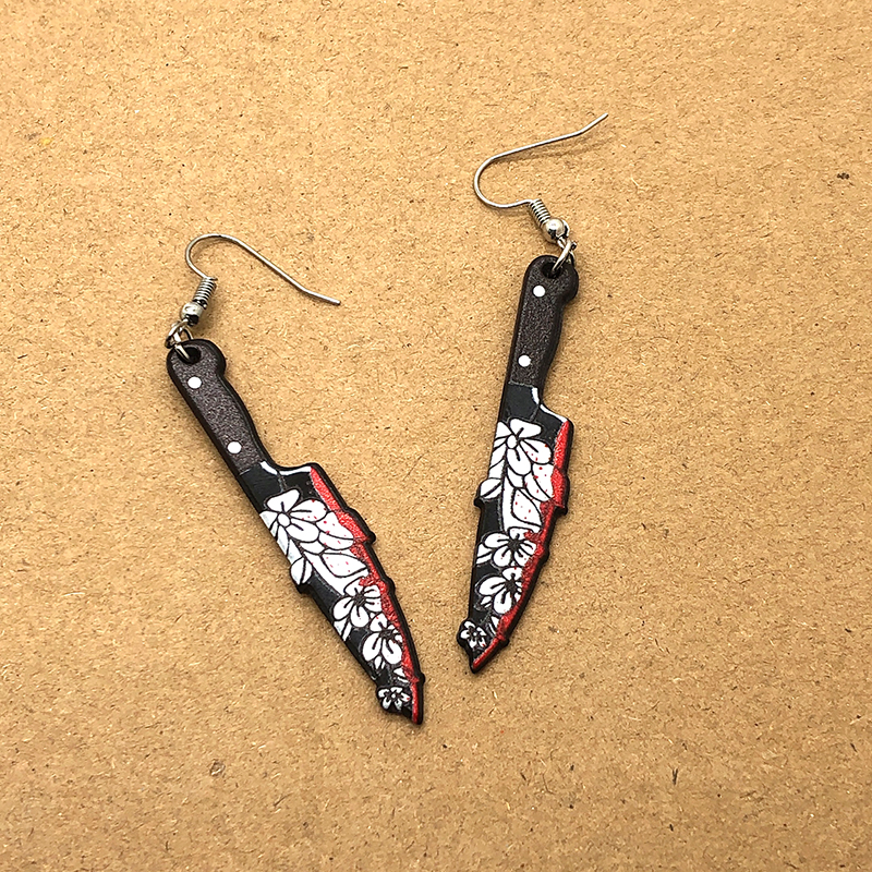 1 Pair Exaggerated Funny Blade Arylic Drop Earrings display picture 9