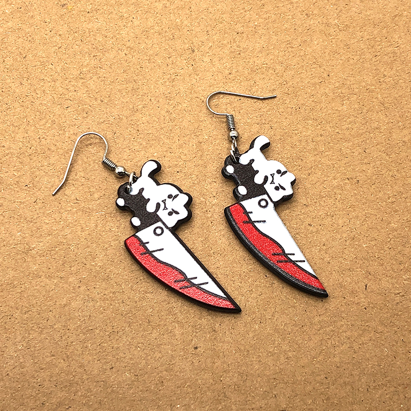 1 Pair Exaggerated Funny Blade Arylic Drop Earrings display picture 8
