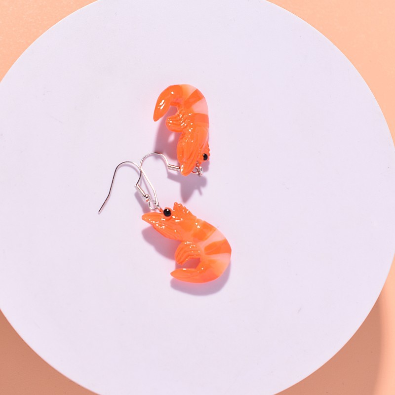 1 Pair Cute Funny Simple Style Shrimp Resin Drop Earrings display picture 1