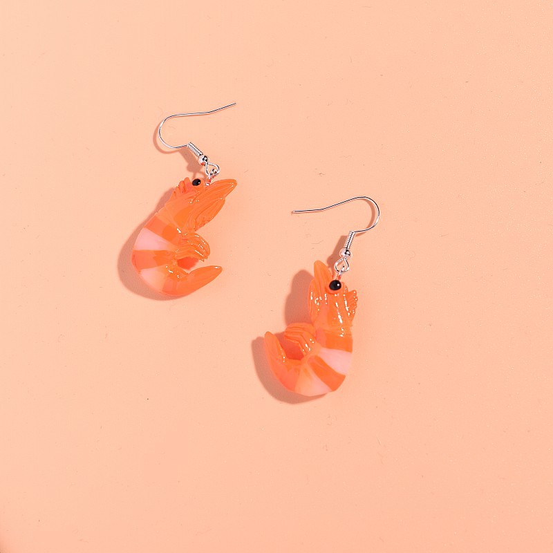 1 Pair Cute Funny Simple Style Shrimp Resin Drop Earrings display picture 2