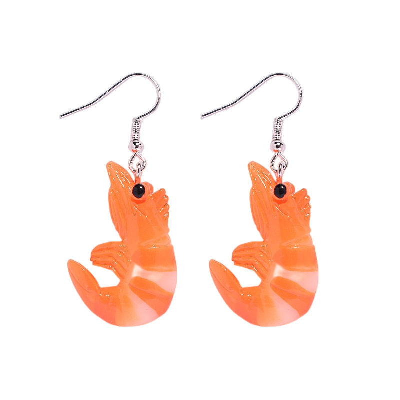 1 Pair Cute Funny Simple Style Shrimp Resin Drop Earrings display picture 3