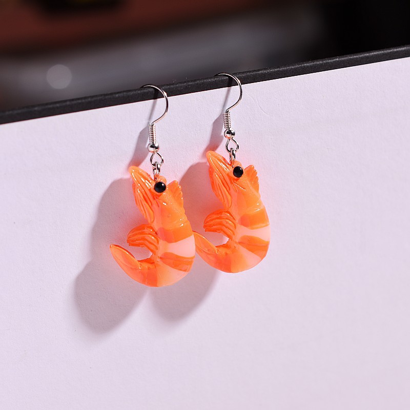 1 Pair Cute Funny Simple Style Shrimp Resin Drop Earrings display picture 4