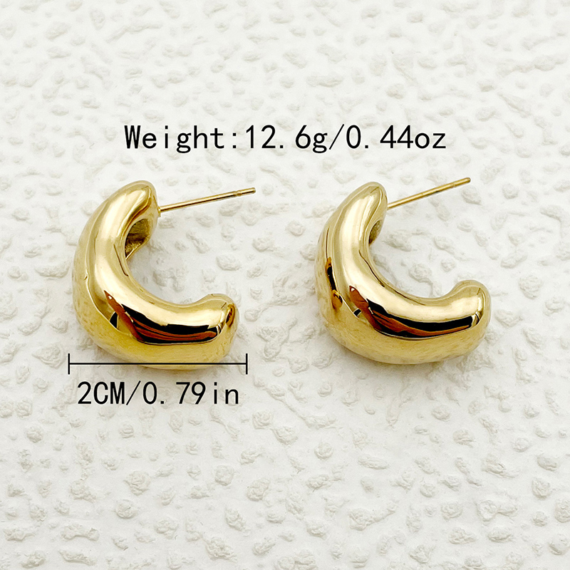 1 Pair Elegant Simple Style C Shape Plating 304 Stainless Steel 14K Gold Plated Earrings display picture 3