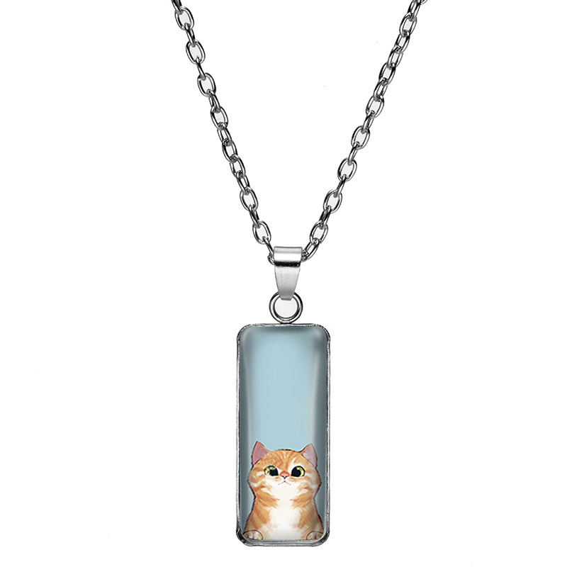 Einfacher Stil Katze Legierung Patchwork Glas Frau Halskette Mit Anhänger display picture 3