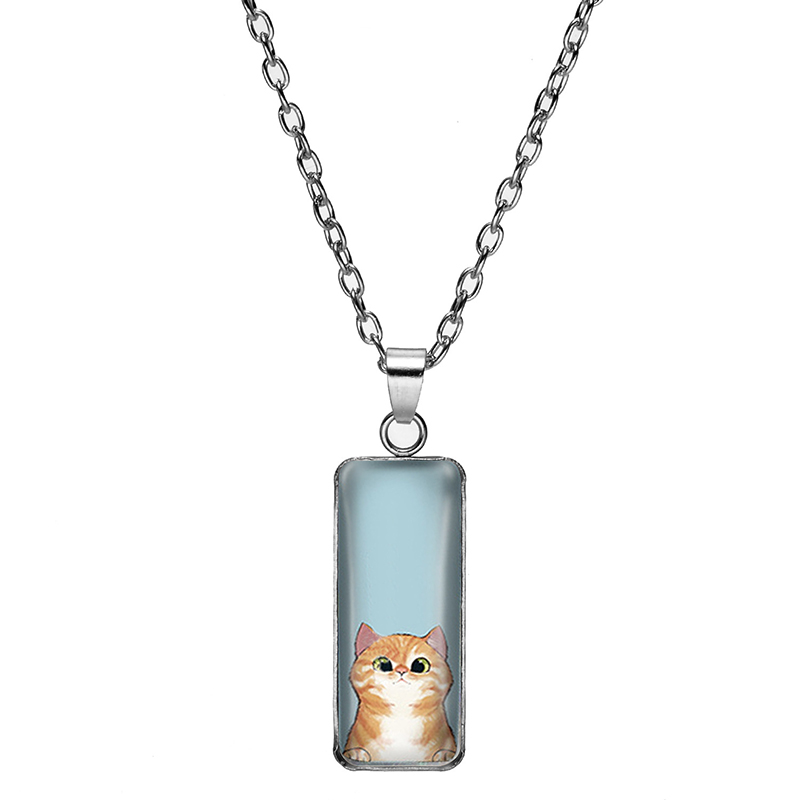 Simple Style Cat Alloy Patchwork Glass Women's Pendant Necklace display picture 3