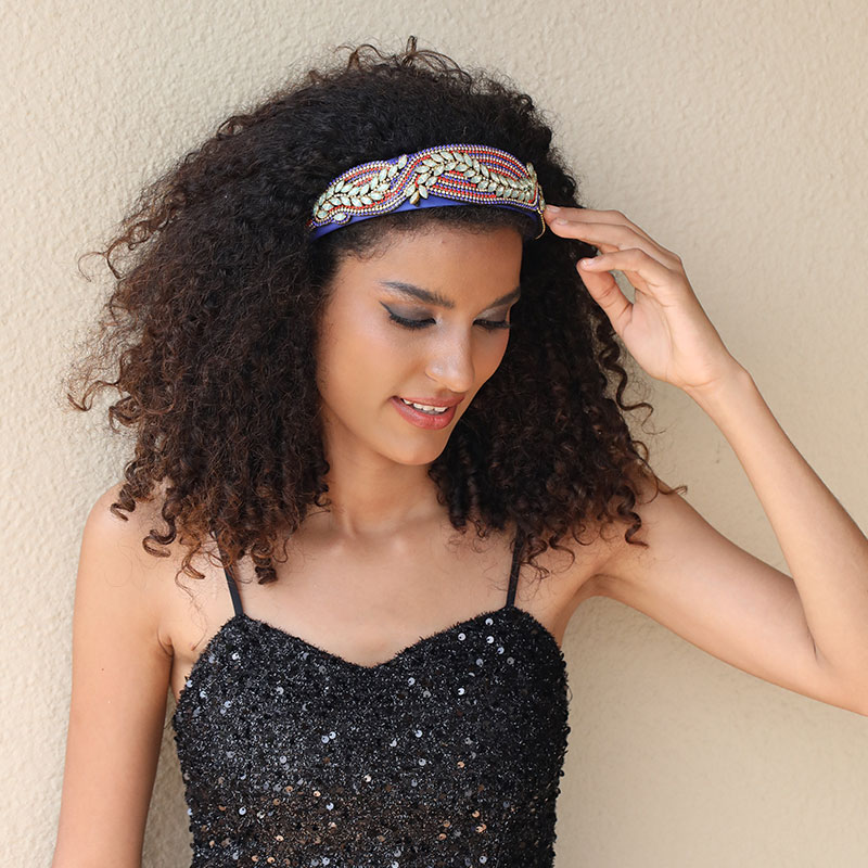 Rétro Rond Chiffon Incruster Strass Bande De Cheveux display picture 12